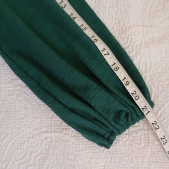 R Vivimos women's mini dress, size L, Olive Green, with front bow, puffed textur - Picture 10 of 13